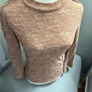 Free People Lace Long Sleeve Top in Pink